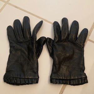 Willi Smith Black Leather Gloves Cashmere Lining